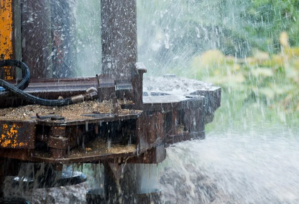 Spülbohrung mit Wasseraustritt – Brunnenbohrung WPS